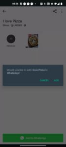 Adding from Stickerly to WhatsApp